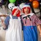 Eye Catching Mens Raggedy Andy Costume One Piece Jumpsuit Hat Yarn Hair Outfit